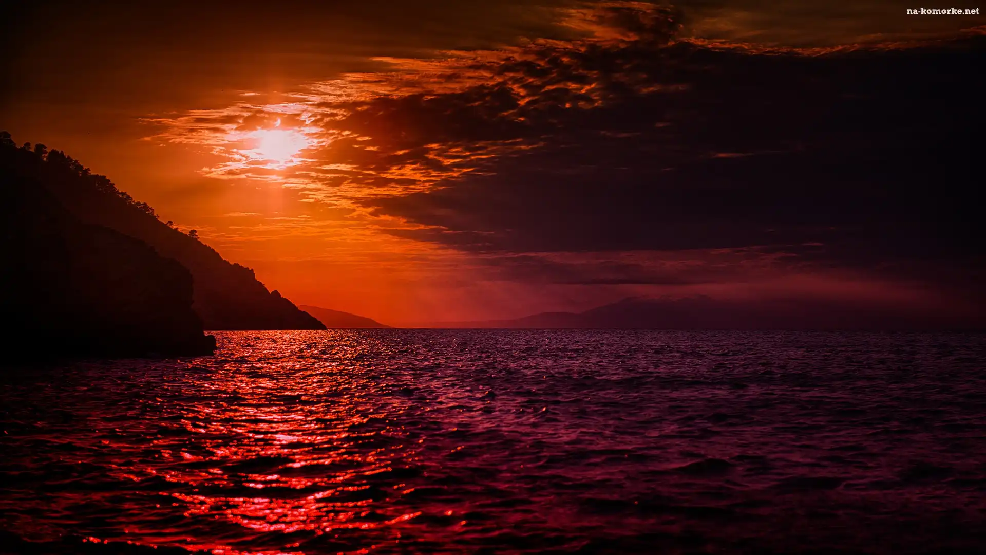 Zachód, Skały, Słońca, Ocean