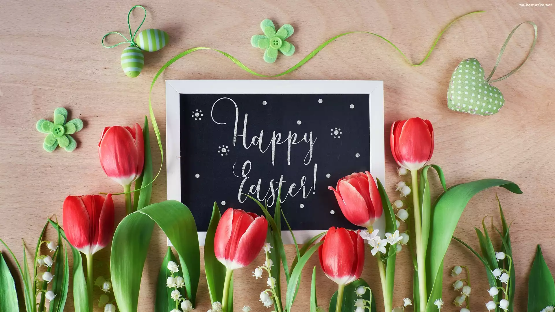 Konwalie, Wielkanoc, Happy Easter, Tablica, Jajeczka, Tulipany, Serce, Napis, Zawieszka