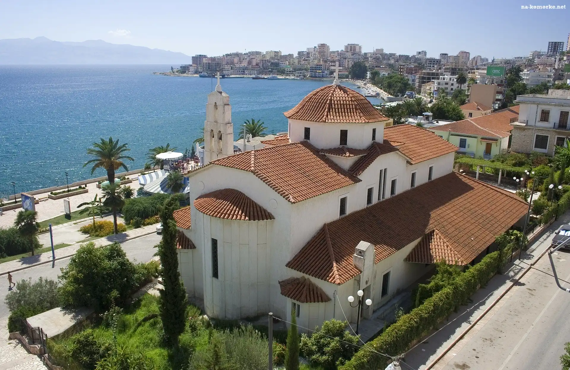 Zdjęcie miasta, Albania, Kościół, Morze, Lato