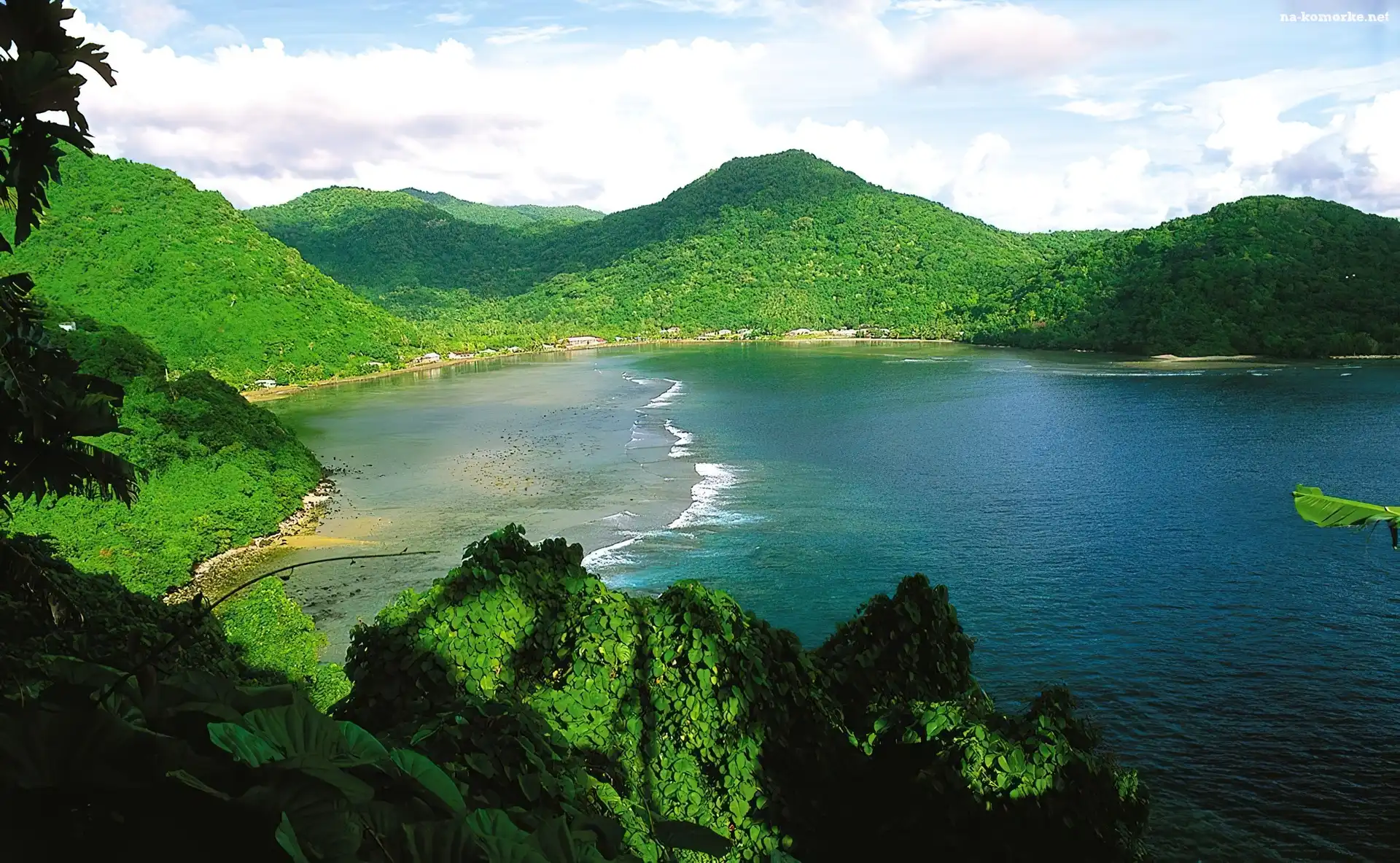 Zieleń, Samoa, Wyspa, Ocean, Góry