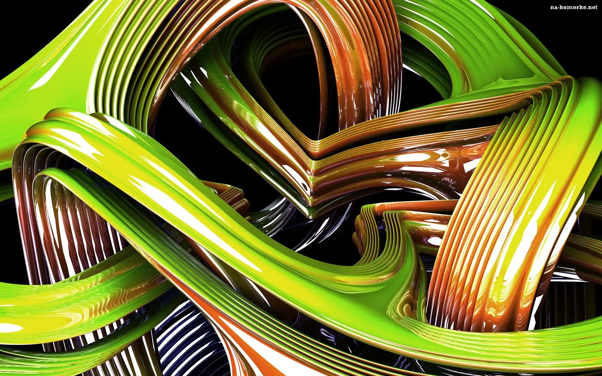 Zielono, 3D, Pomarańczowe, Pasy