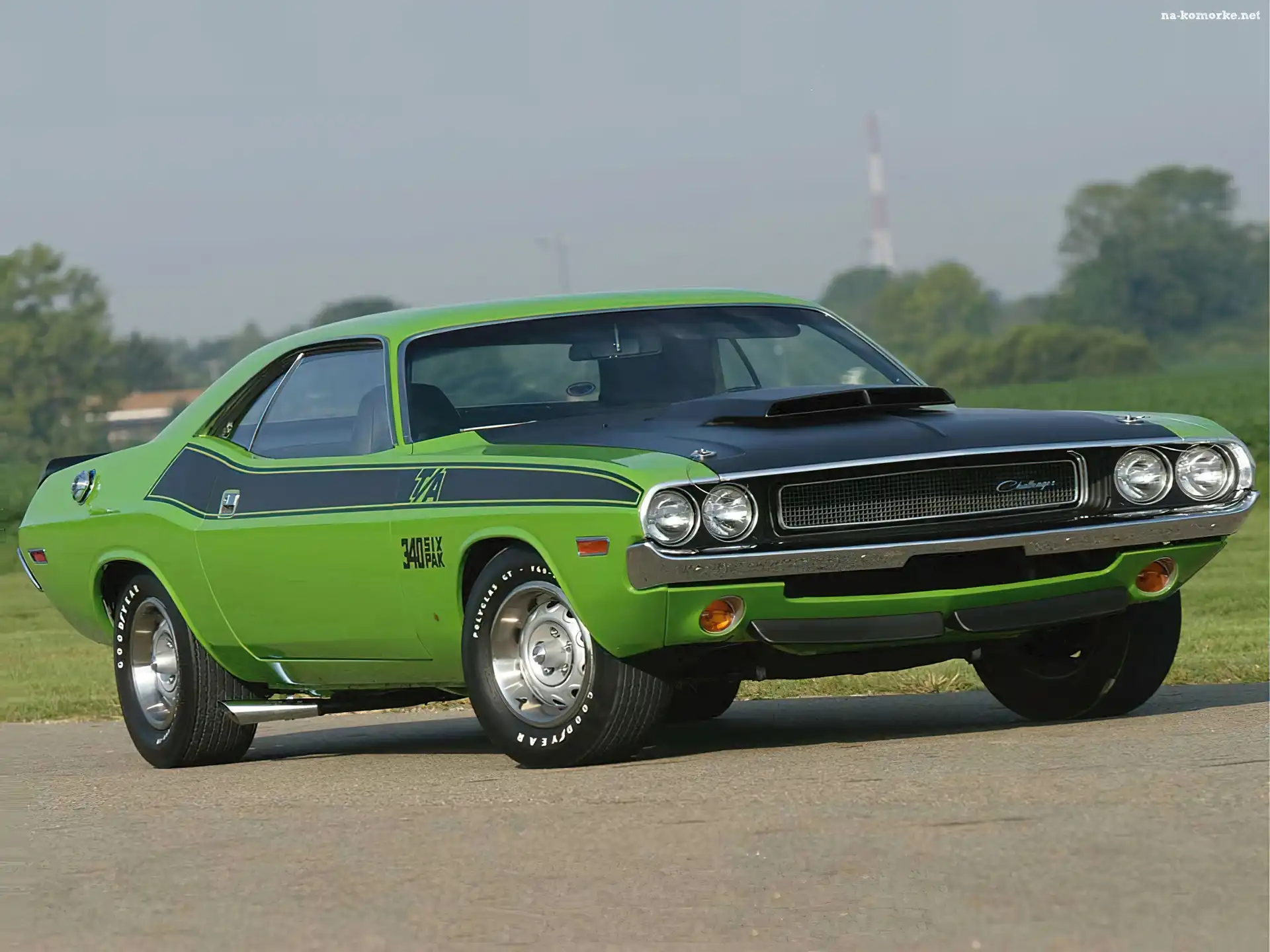Zielony, Maska, Dodge Challenger, Wlot