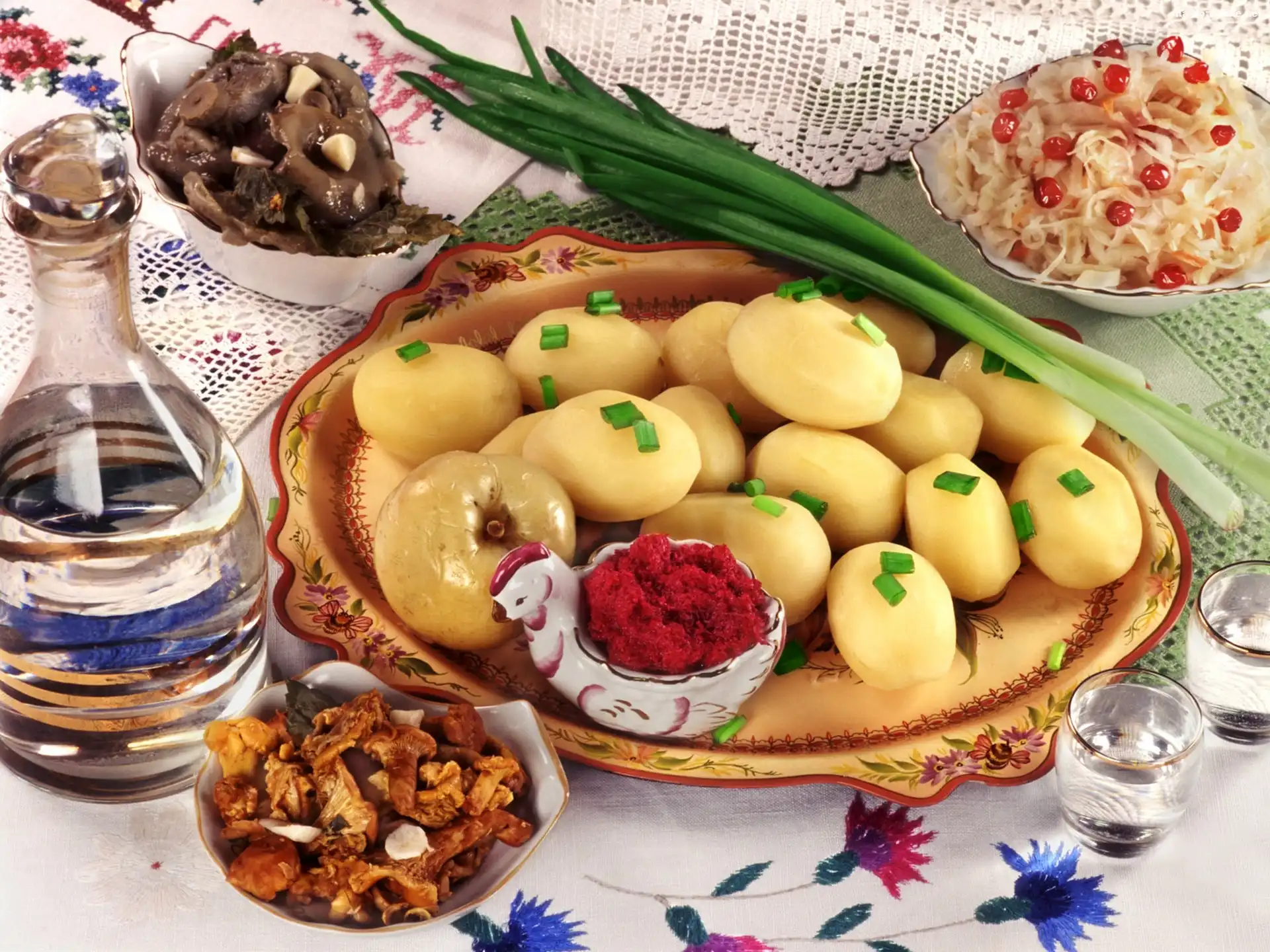 Ziemniaczki, Szczypiorek, Grzybki, Surówki