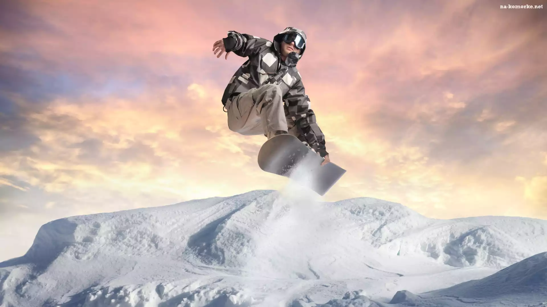 Góry, Snowboardzista, Snowboarding, Zima