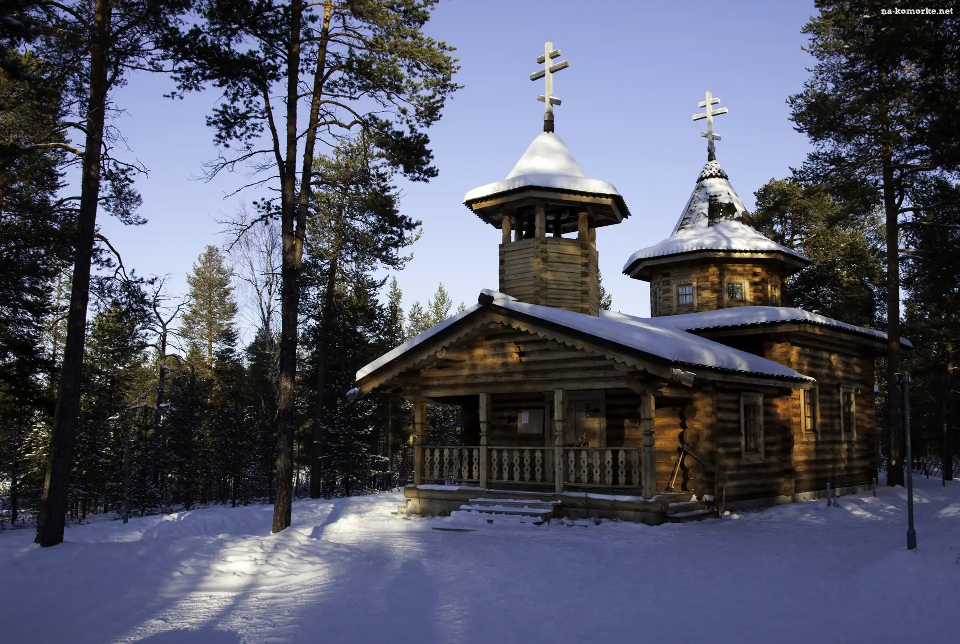 Zima, Cerkiew, Śnieg, Las