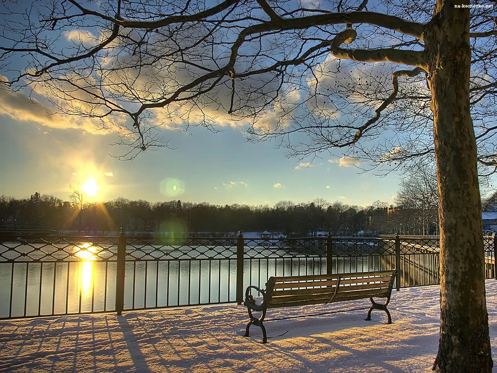 Zimowy, Rzeką, Poranek, Nad