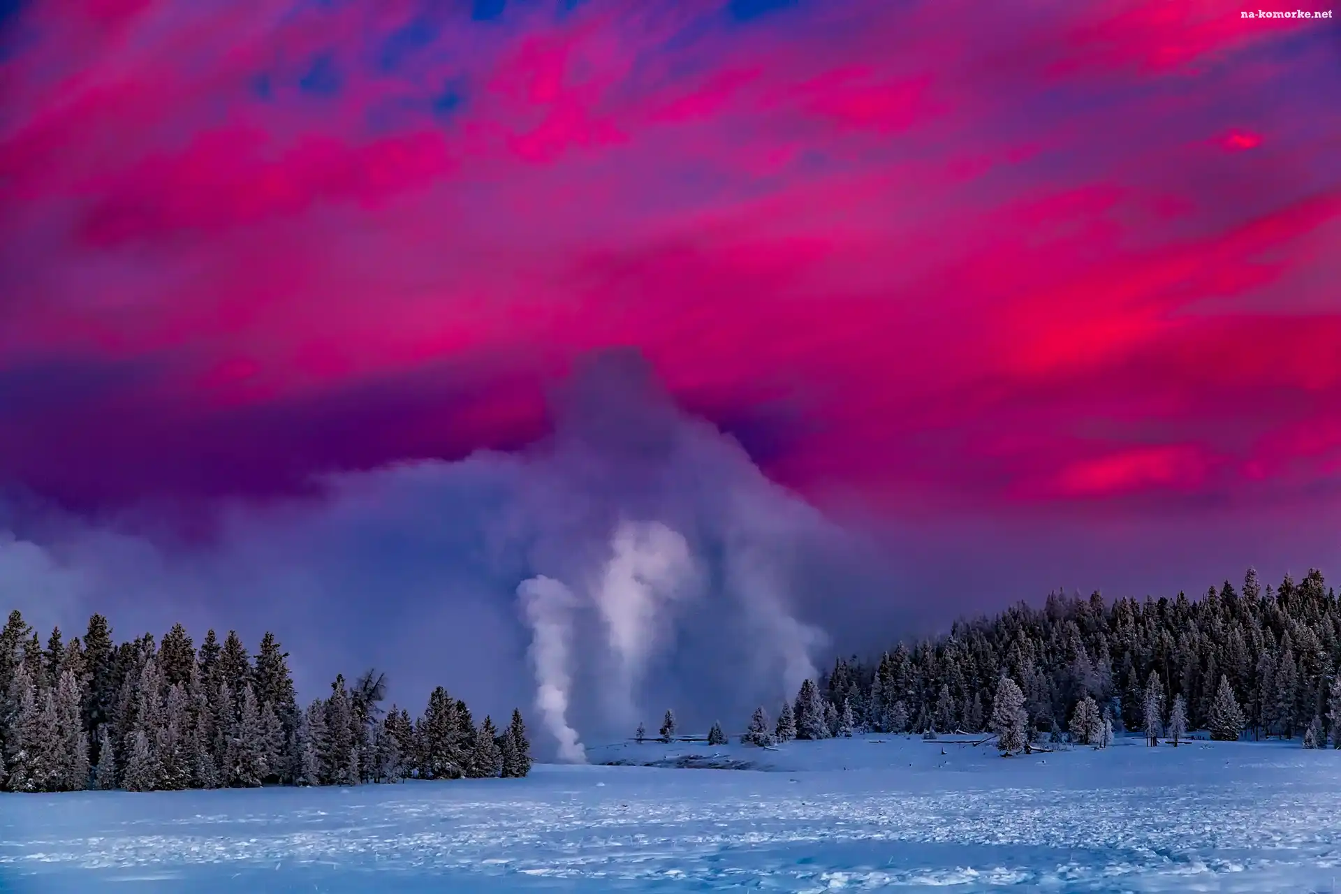Stany Zjednoczone, Zima, Park Narodowy Yellowstone, Gejzery
