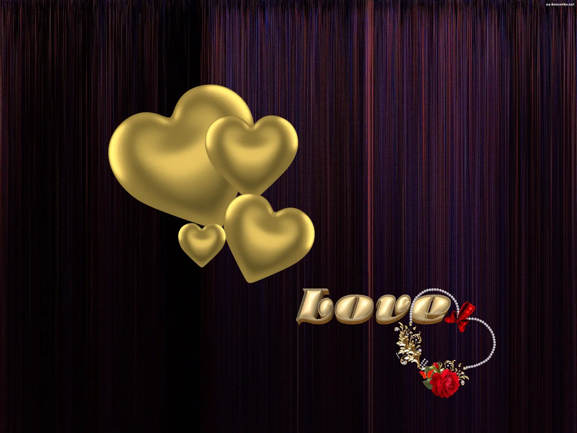 Złote, Love, Serca, Róża