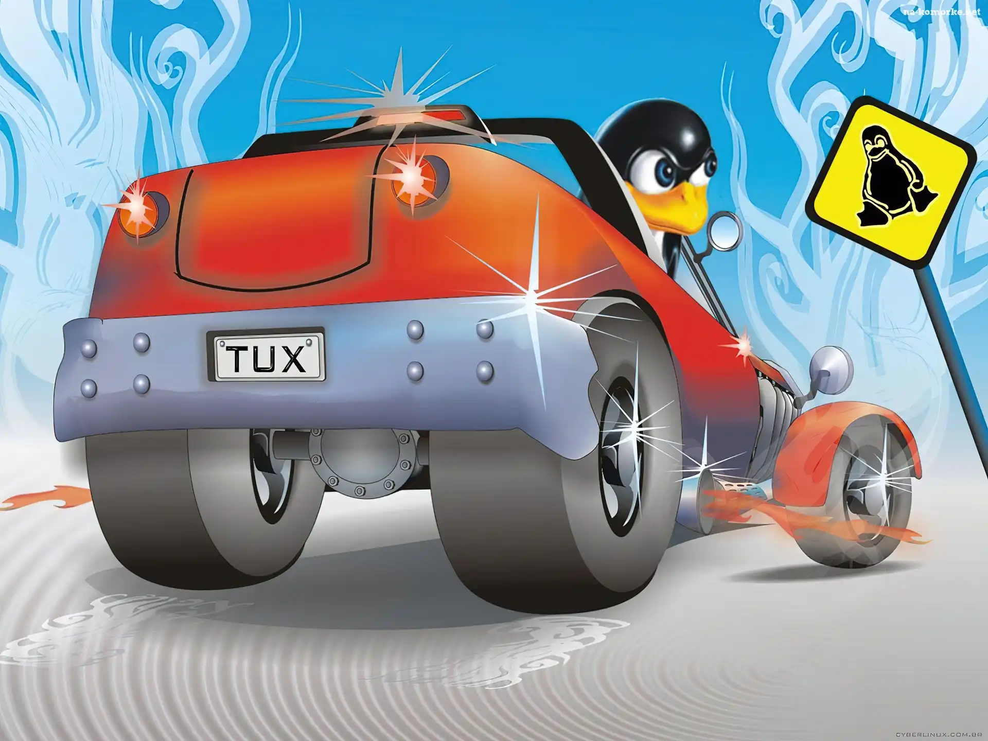 znak, Linux, Pigwin, Pigwinek, Samochód