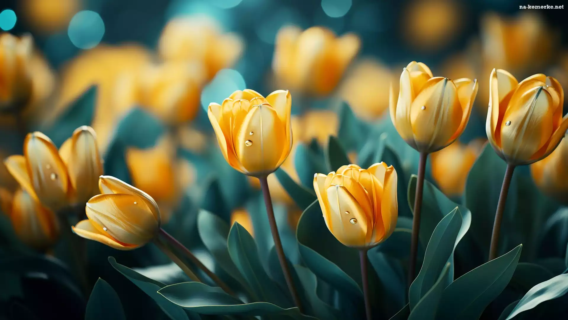 Kwiaty, Grafika, Tulipany, Żółte