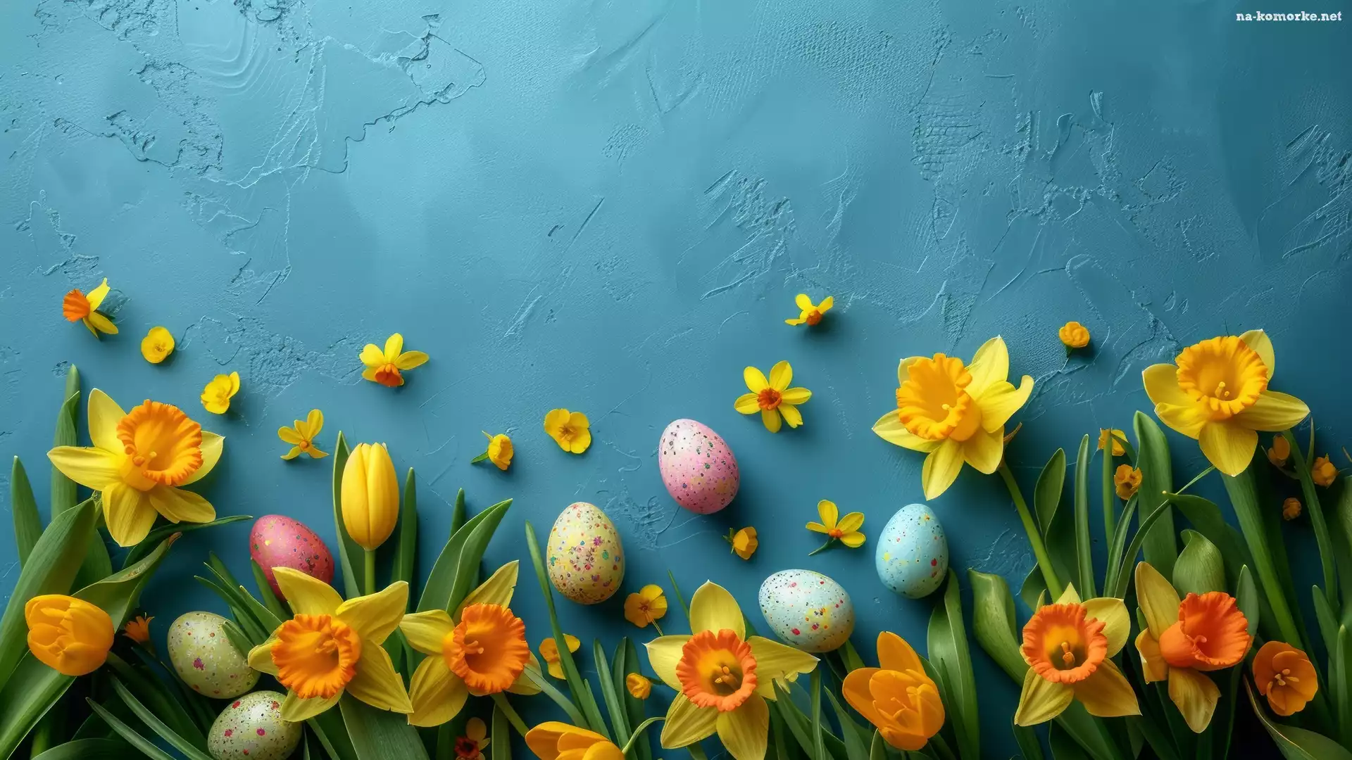 Wielkanoc, Żonkile, Żółte, Pisanki, Tulipany
